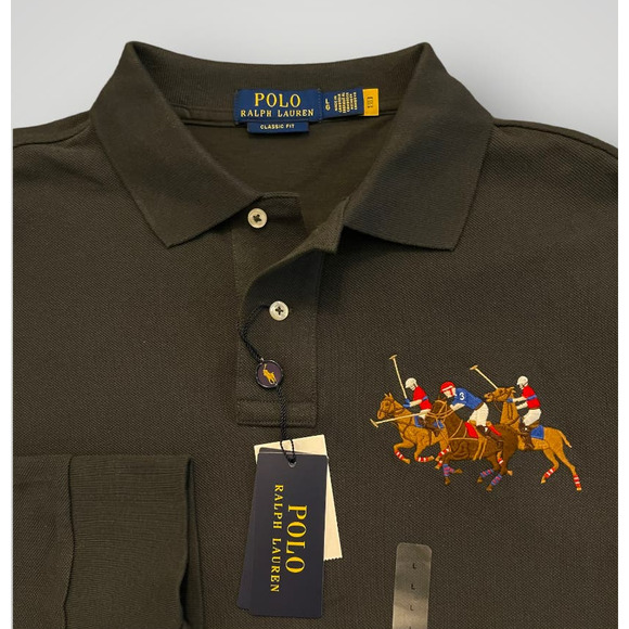 Polo Ralph Lauren Custom Slim Fit Triple-Pony Polo Shirt Large - Picture 3 of 5